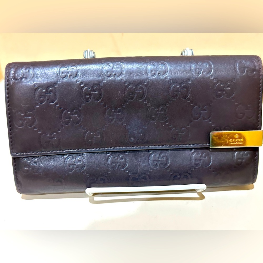 Gucci Guccissma Brown Leather Long Wallet